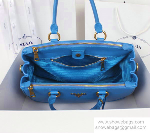 2014 Prada royalBlue calfskin leather tote bag BN2324 light blue